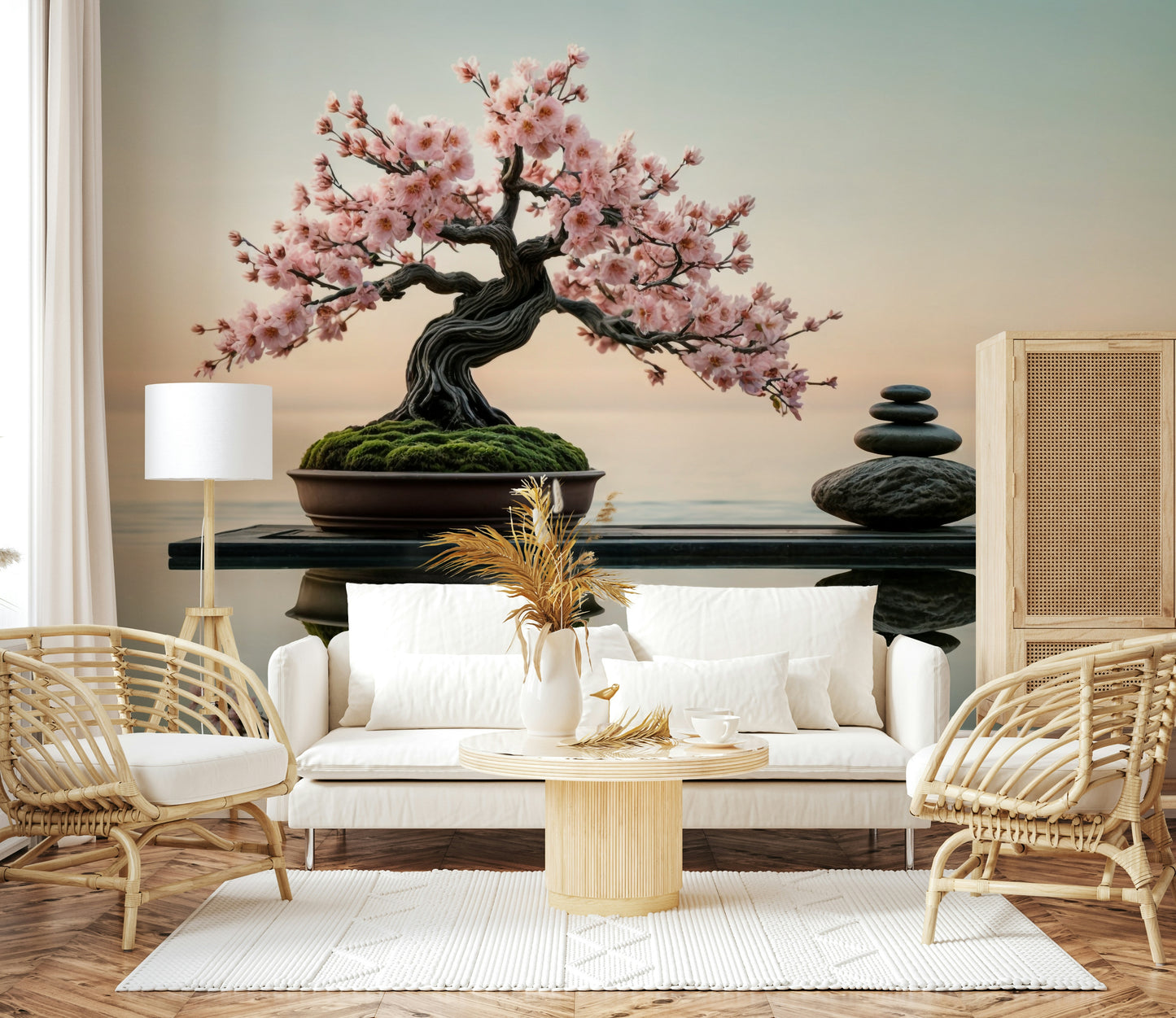 禅の花のバランスの壁画