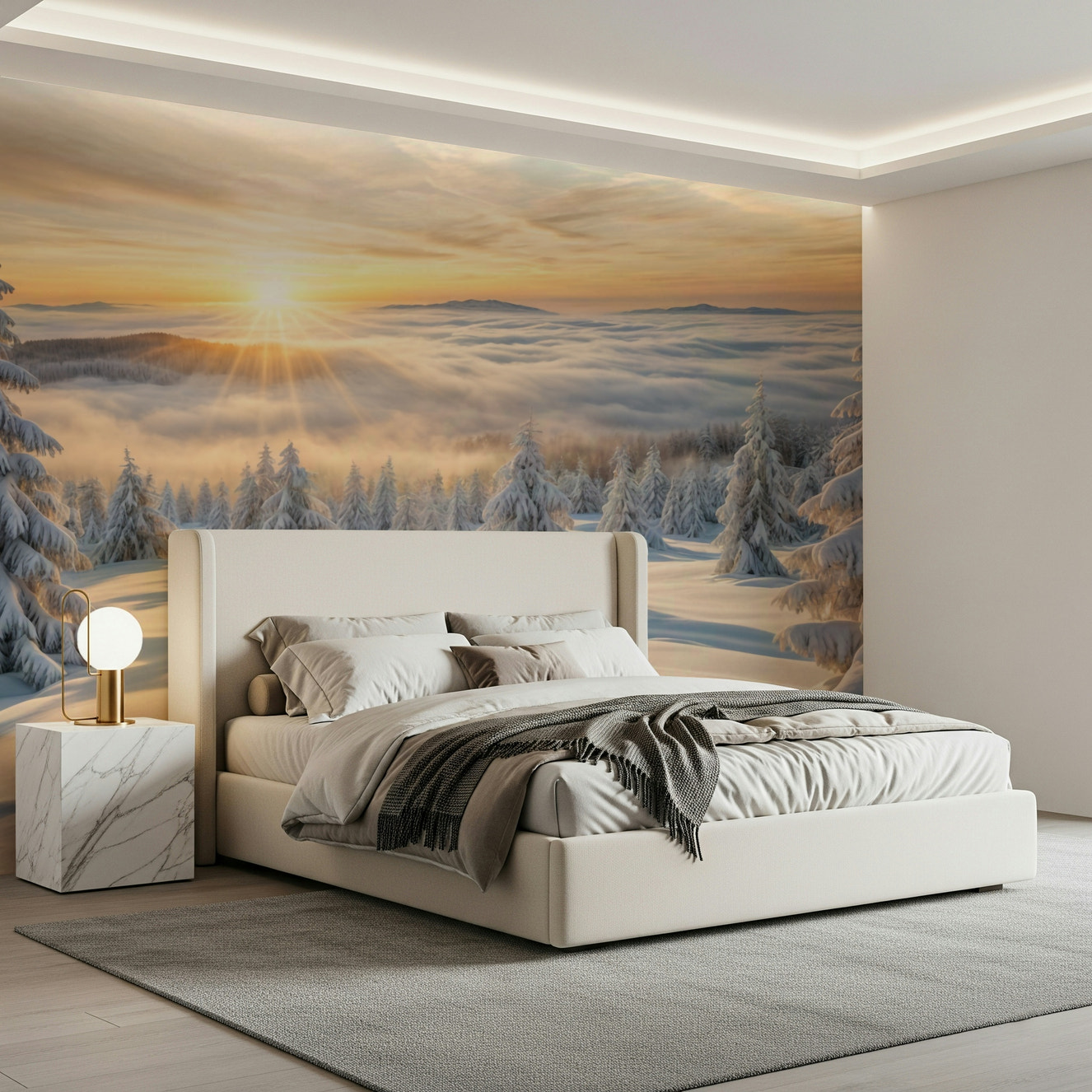 Golden Winter Woods Wall Mural