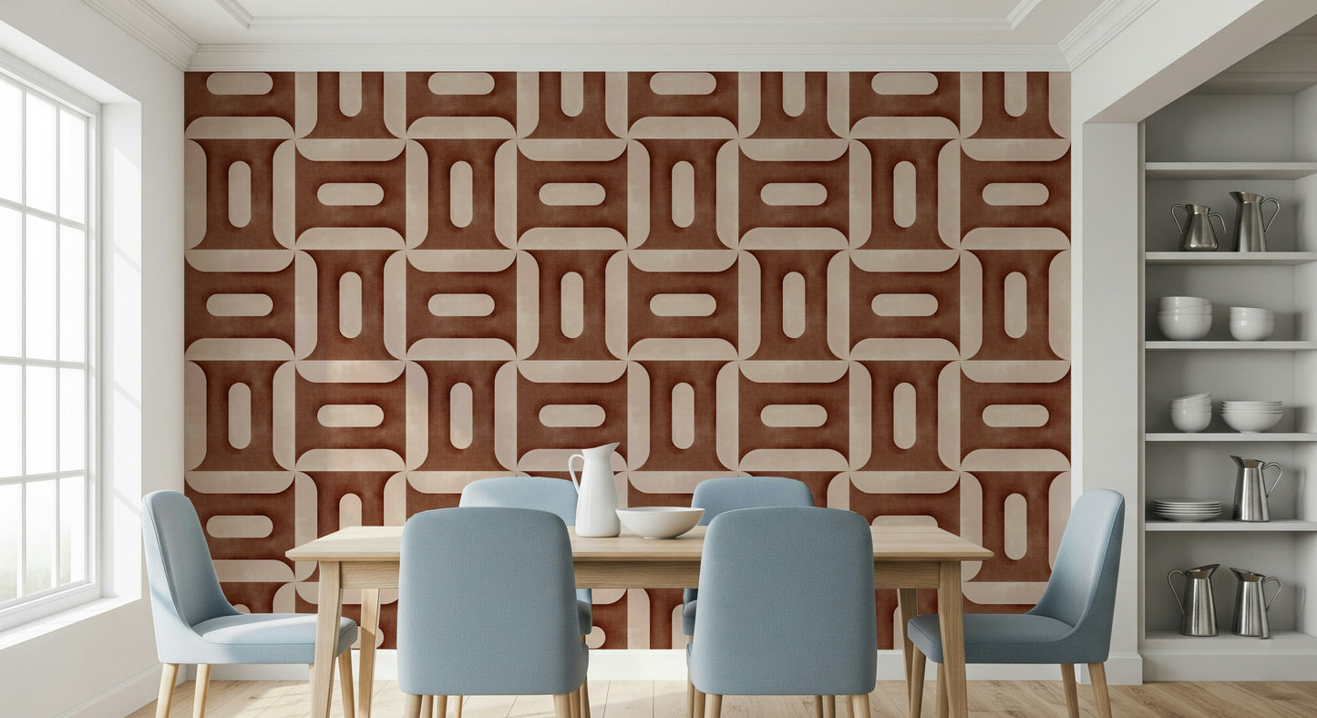 Modern Textured Geometries Copper Wallpaper⁠