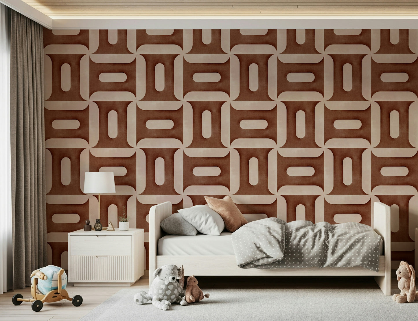 Modern Textured Geometries Copper Wallpaper⁠