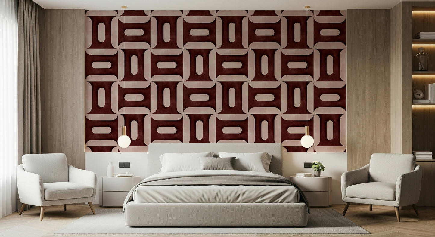 Modern Textured Geometries Wine Wallpaper⁠