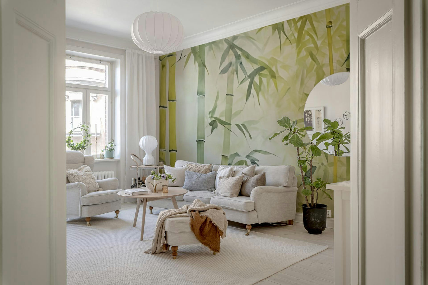 Fototapet cu pădure de bambus și seninătate