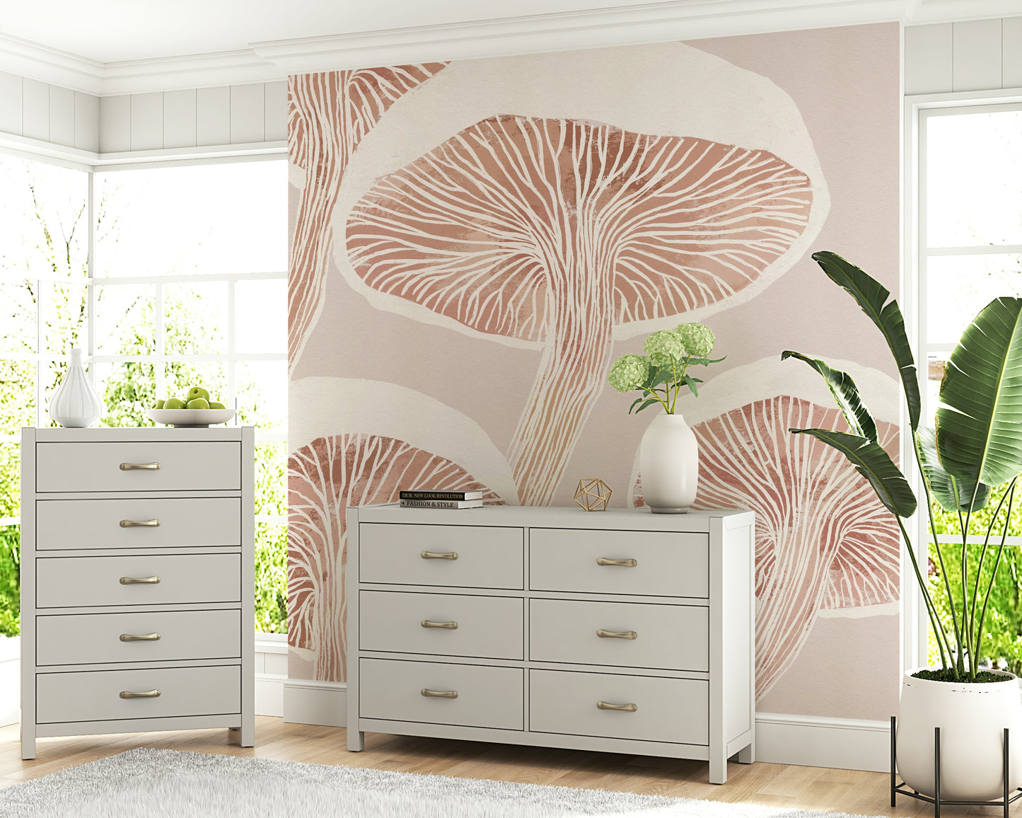 菌類の森の魅力の壁画