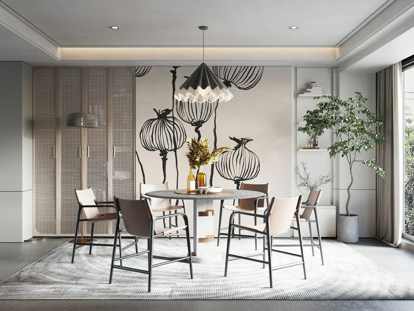 Vægmaleri med blækvalmue