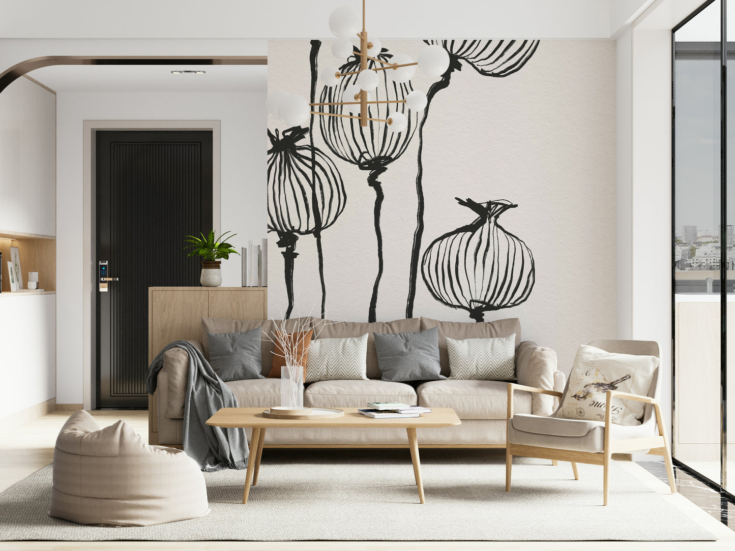 Vægmaleri med blækvalmue