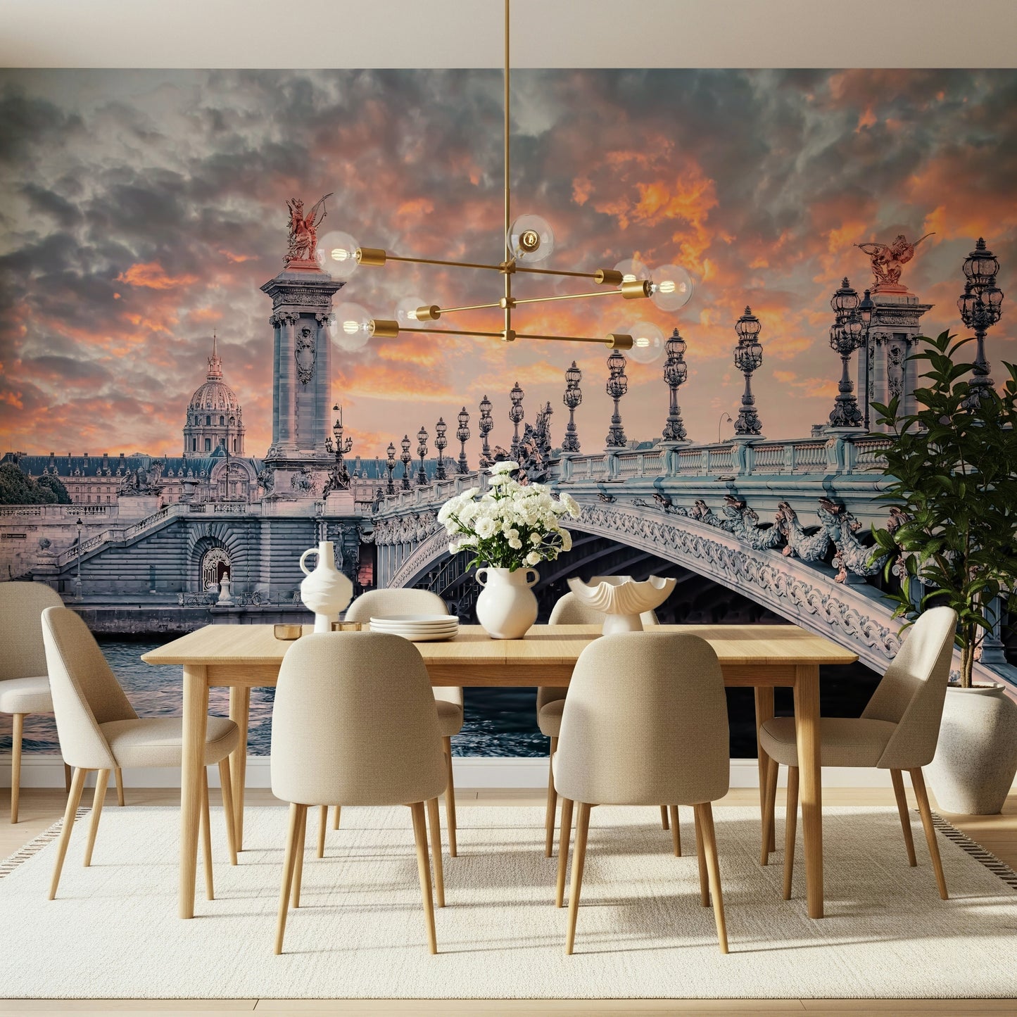 Wandbild: Sonnenuntergang an der Pariser Brücke