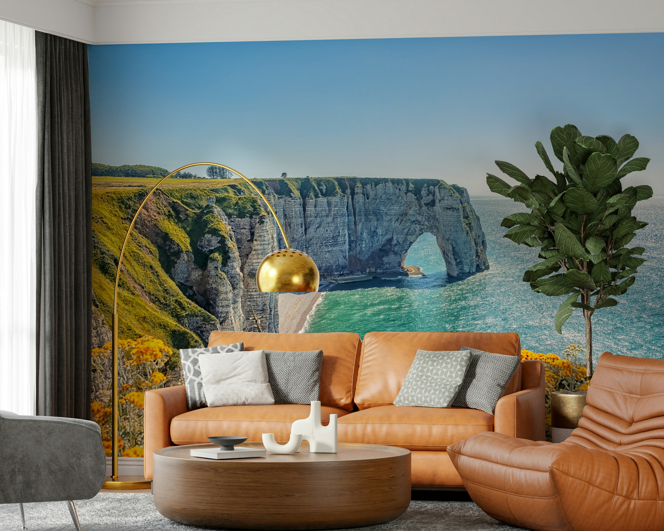 Etretat's Yellow Bloom Wall Mural