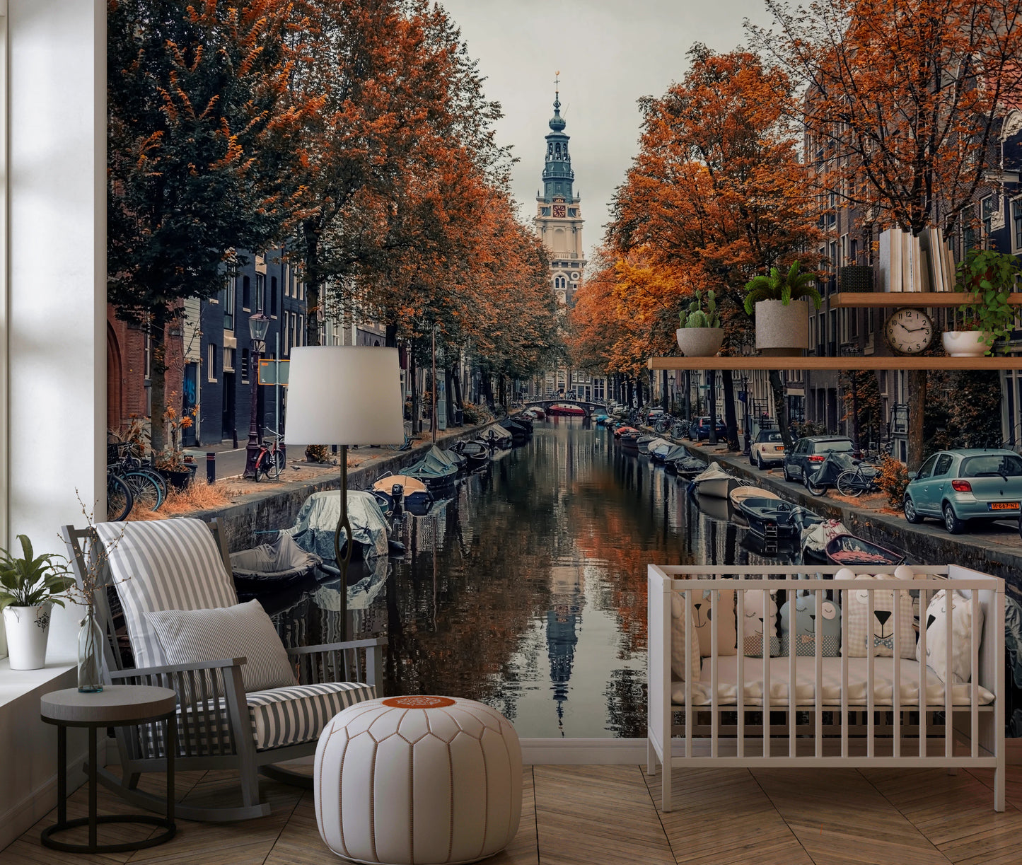 Autumn Canal Charm Wall Mural