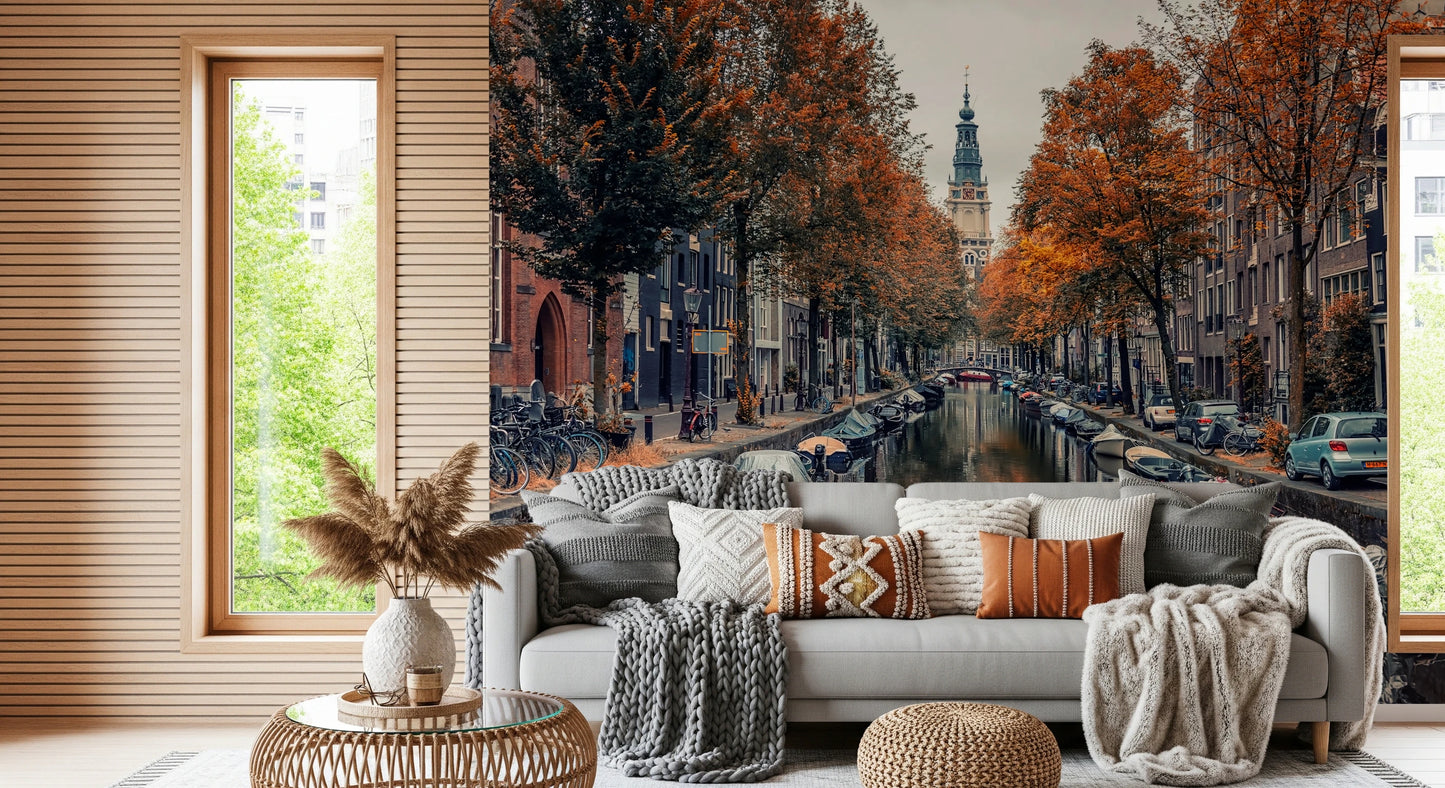 Autumn Canal Charm Wall Mural