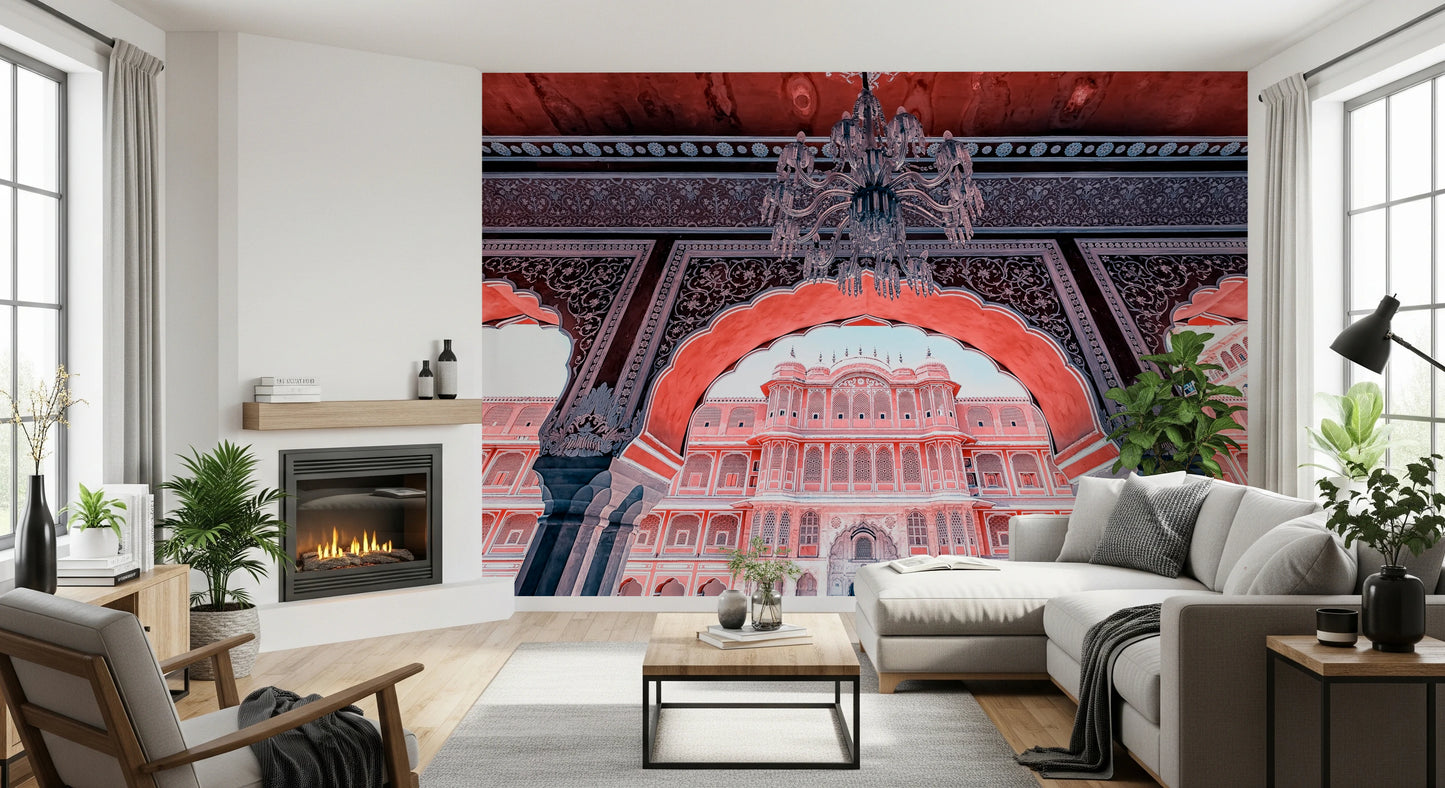 Fresque murale représentant le palais de Jaipur