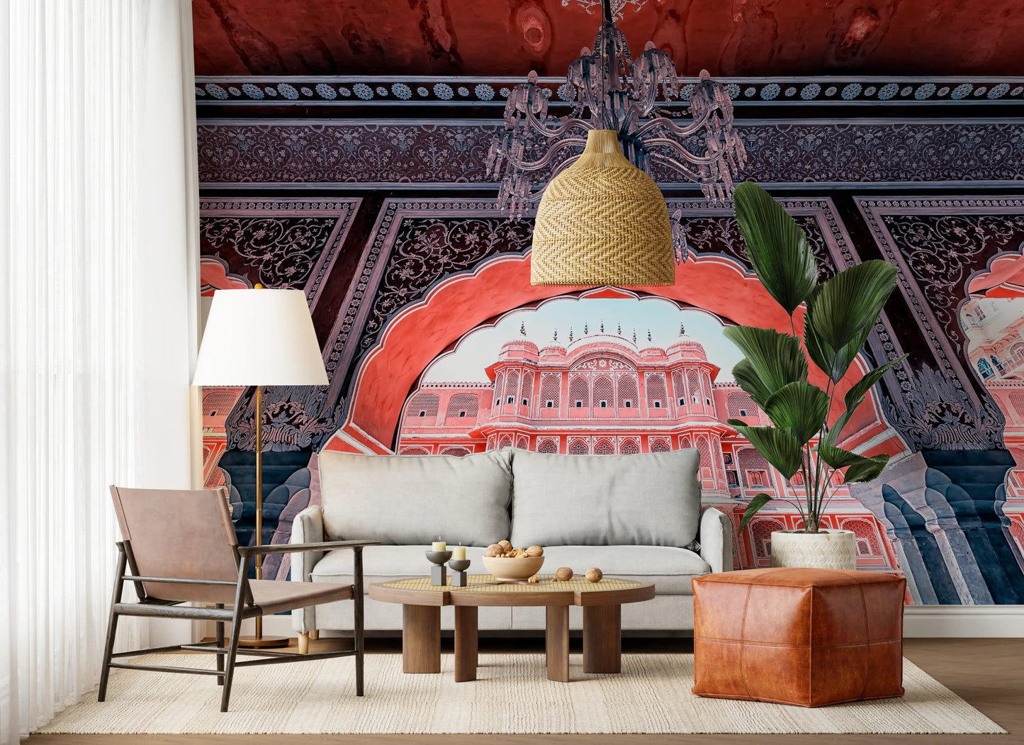 Fresque murale représentant le palais de Jaipur