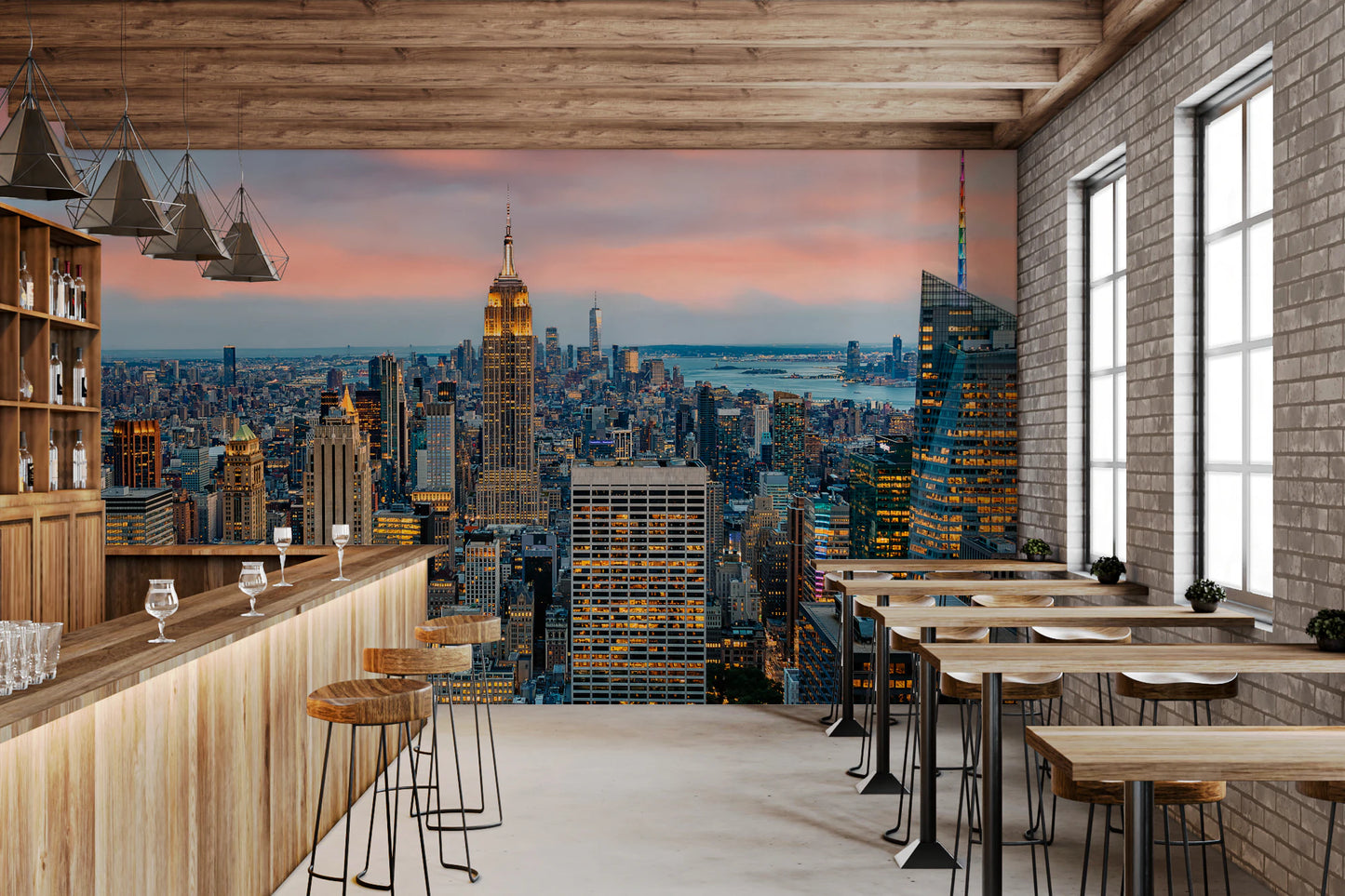 マンハッタンの夜明けの壁画