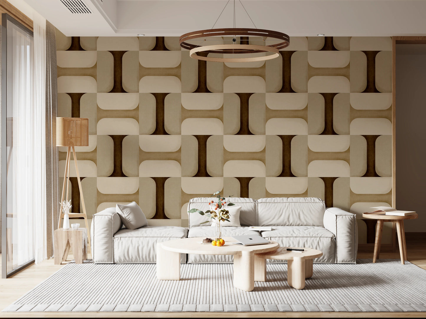 Carrelage texturé moderne, papier peint aux tons naturels