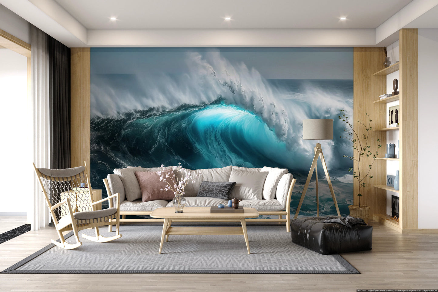 Mural de parede com tema de ondas oceânicas