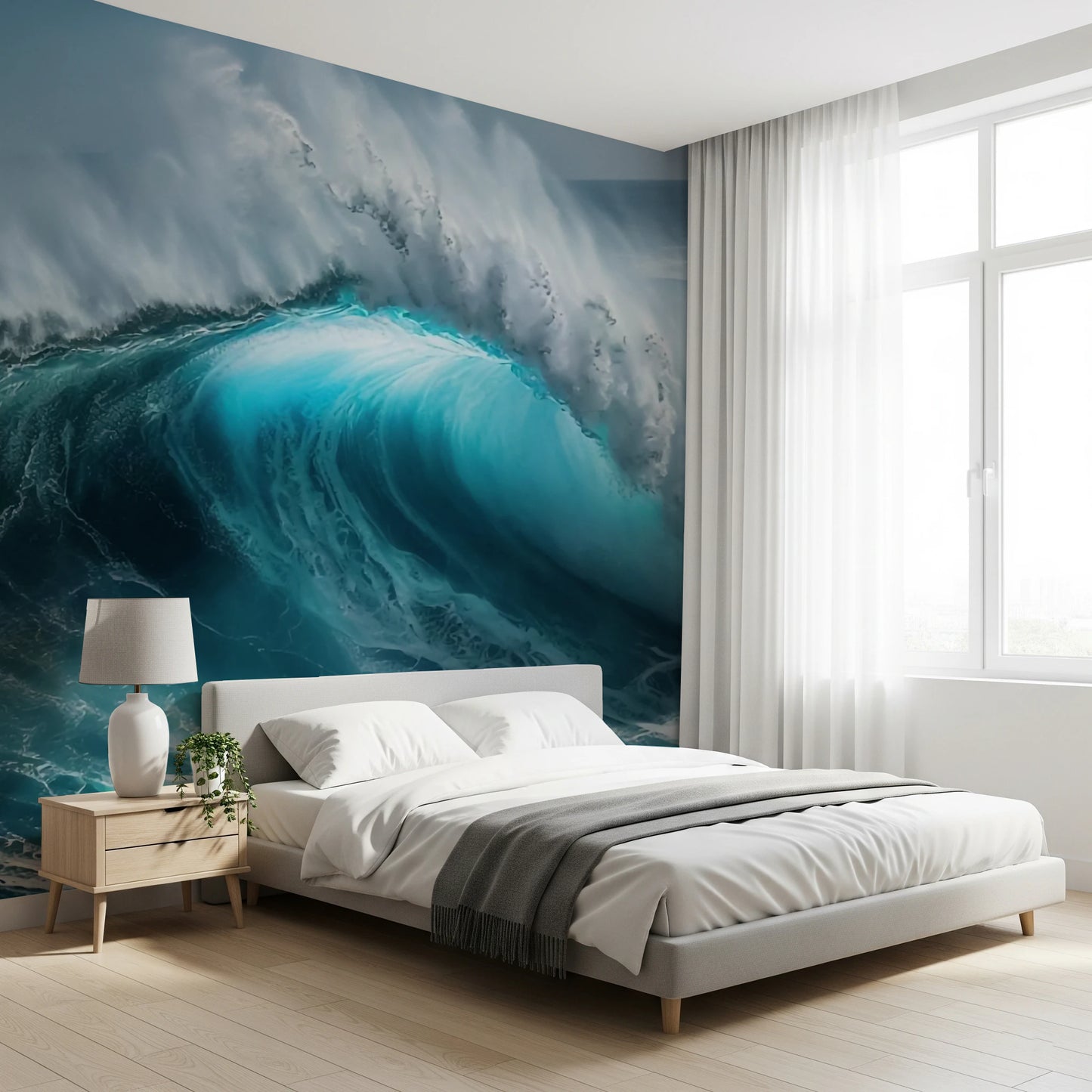 Mural de parede com tema de ondas oceânicas