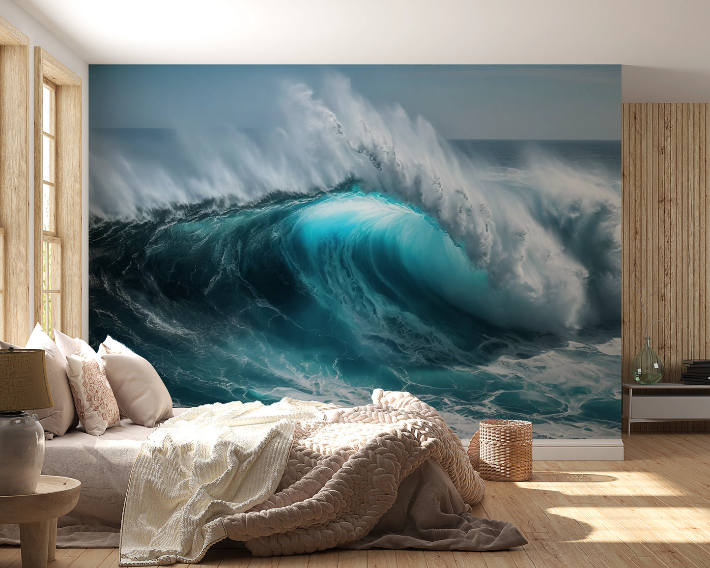 Mural de parede com tema de ondas oceânicas