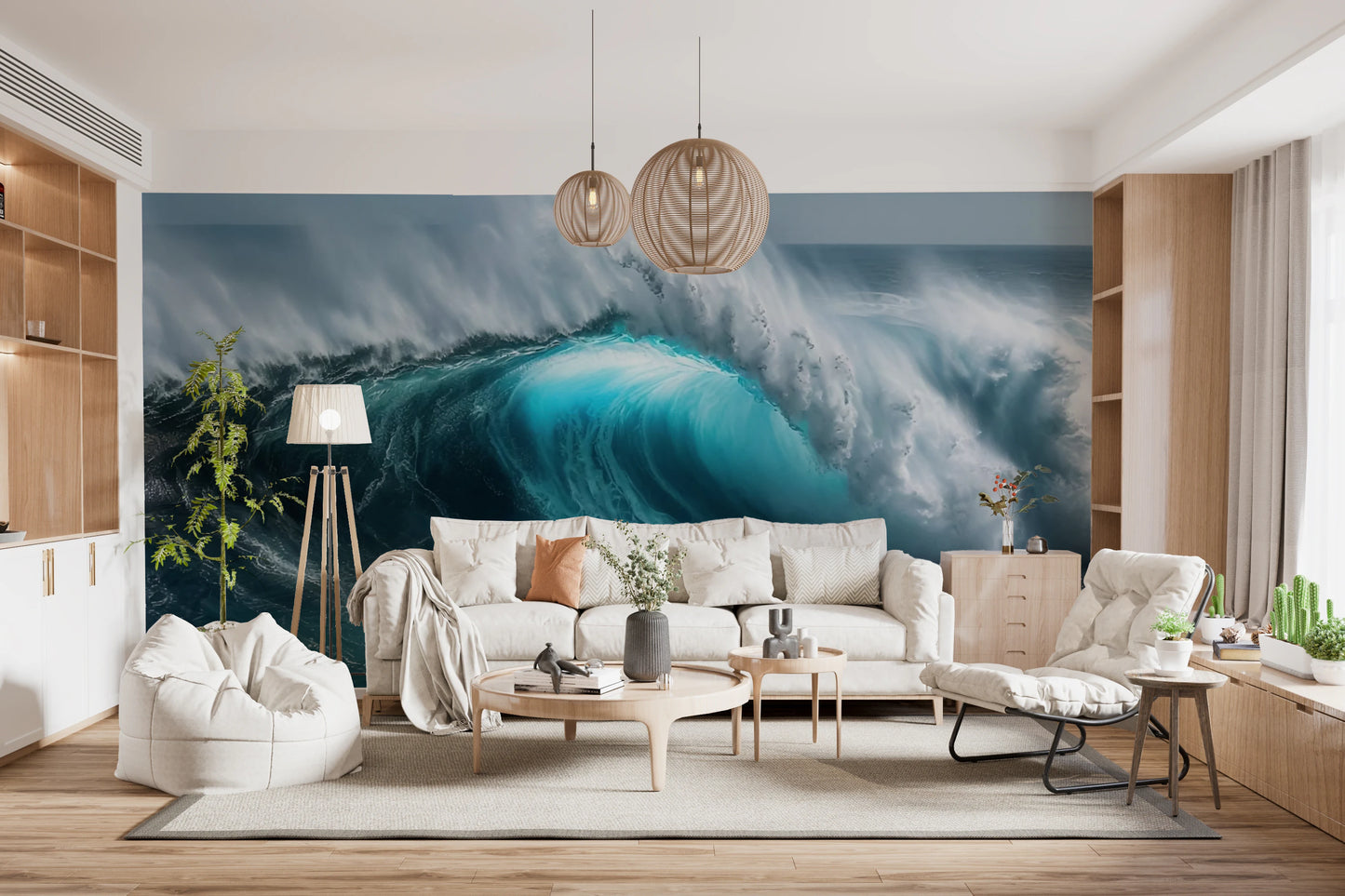 Mural de parede com tema de ondas oceânicas