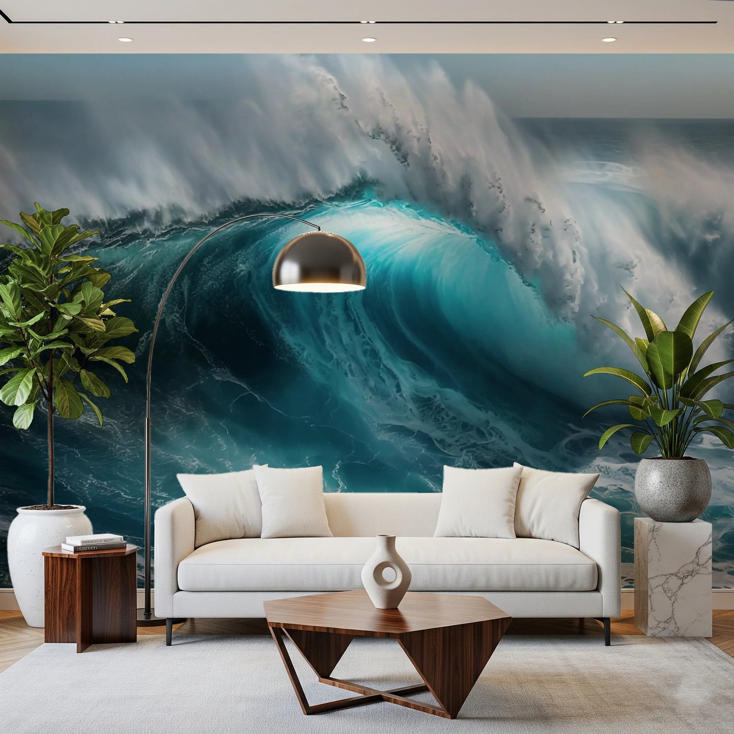 Mural de parede com tema de ondas oceânicas