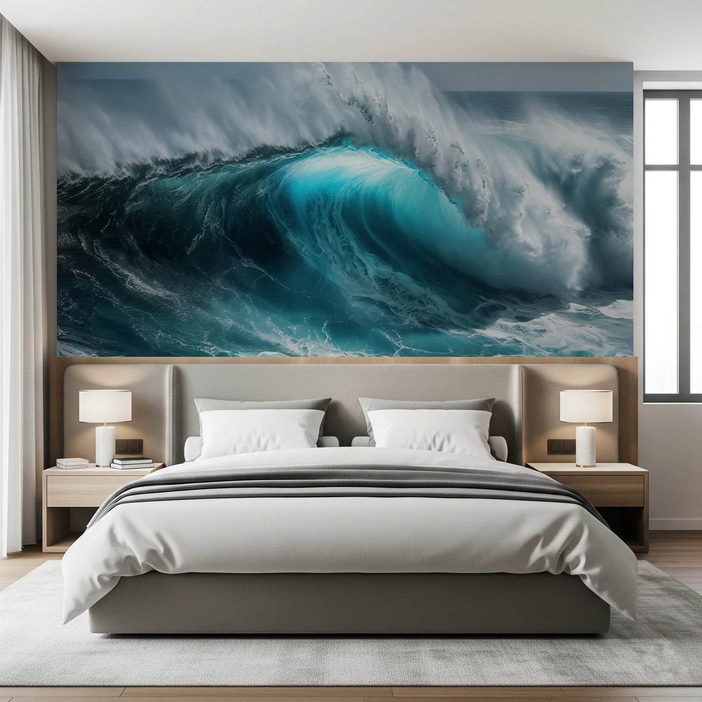 Mural de parede com tema de ondas oceânicas