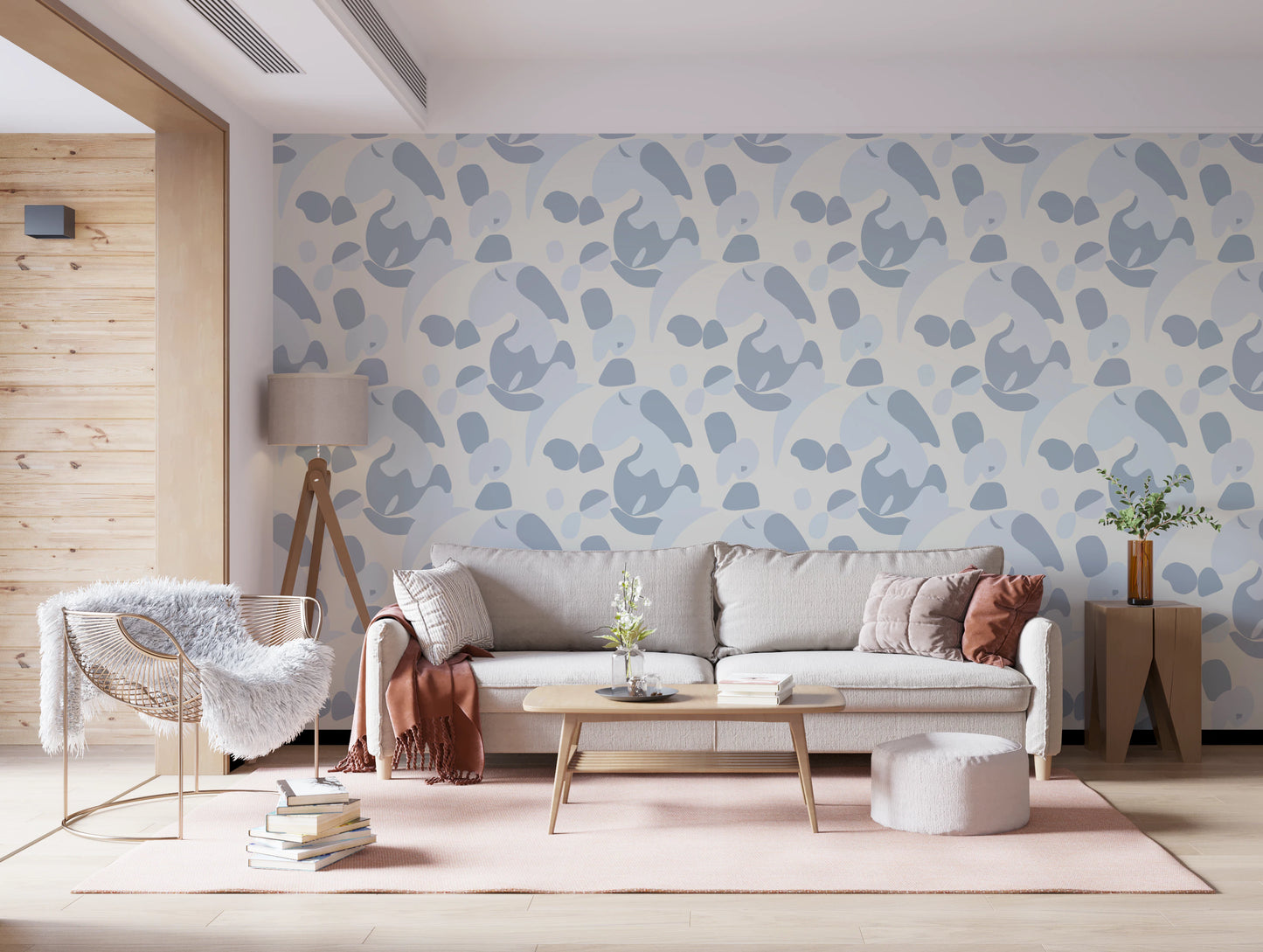 Abstrakt blå kat tapet