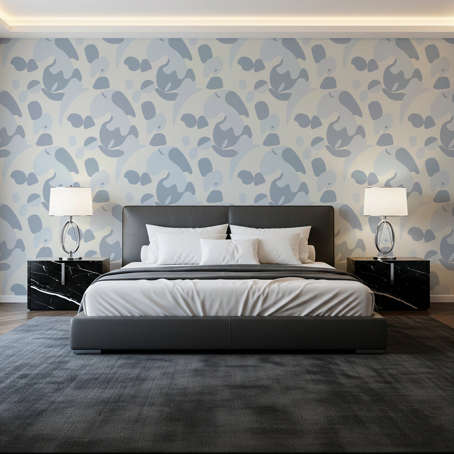 Abstrakt blå kat tapet