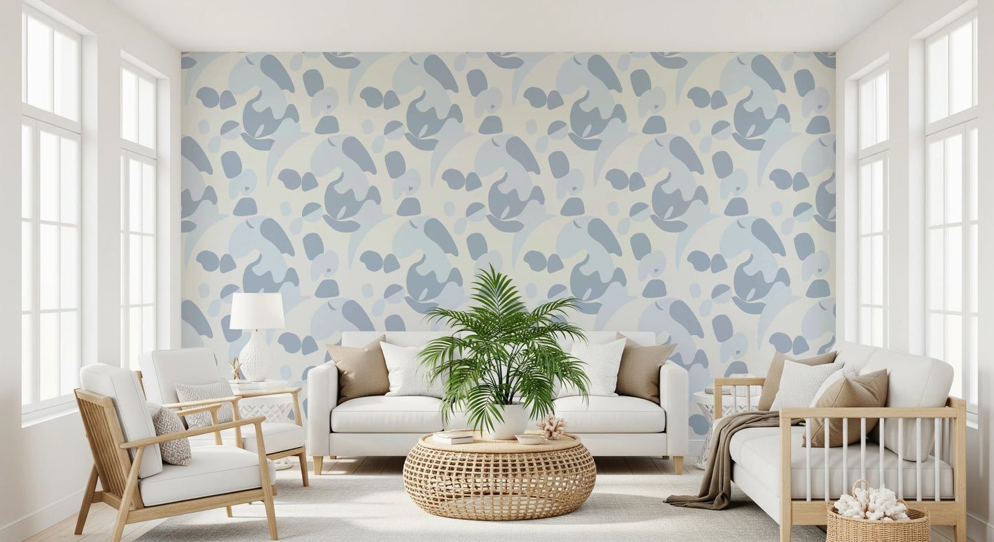 Abstrakt blå kat tapet