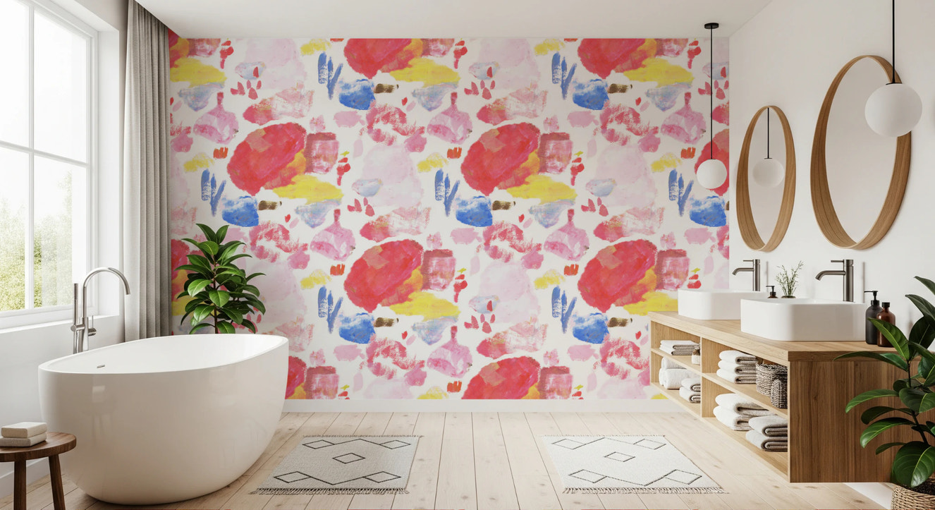 Palet af klare farverige penselstrøgstapet