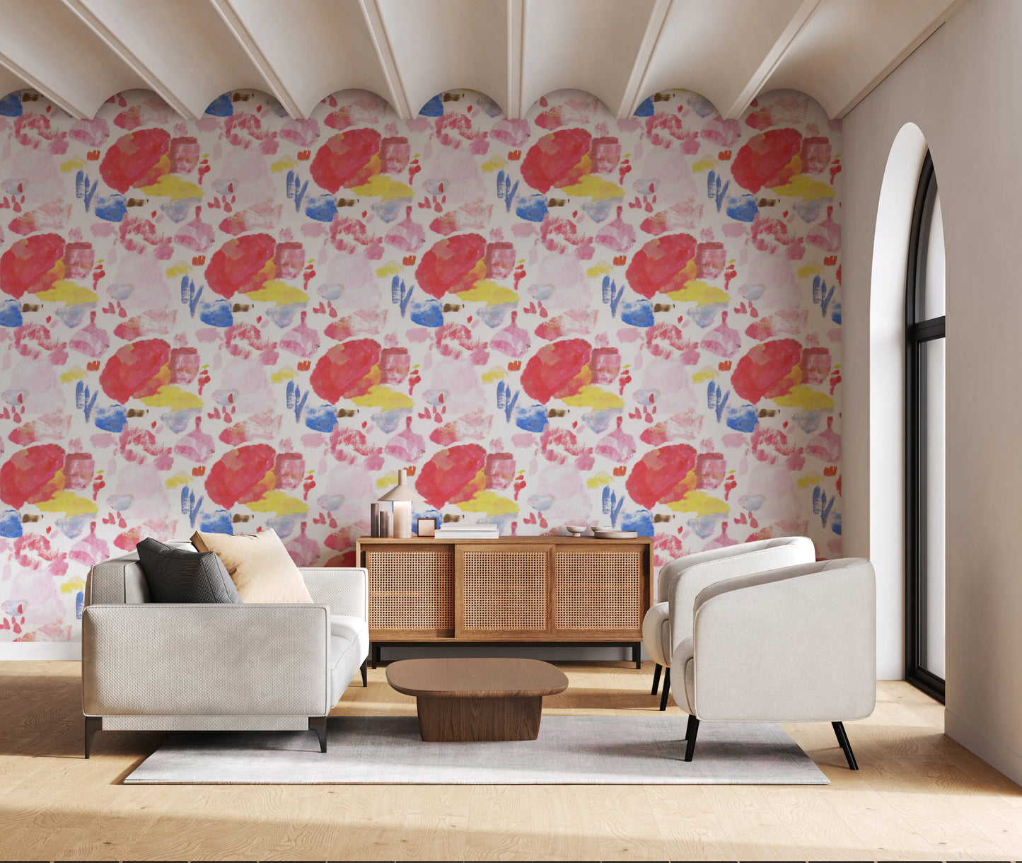 Palet af klare farverige penselstrøgstapet