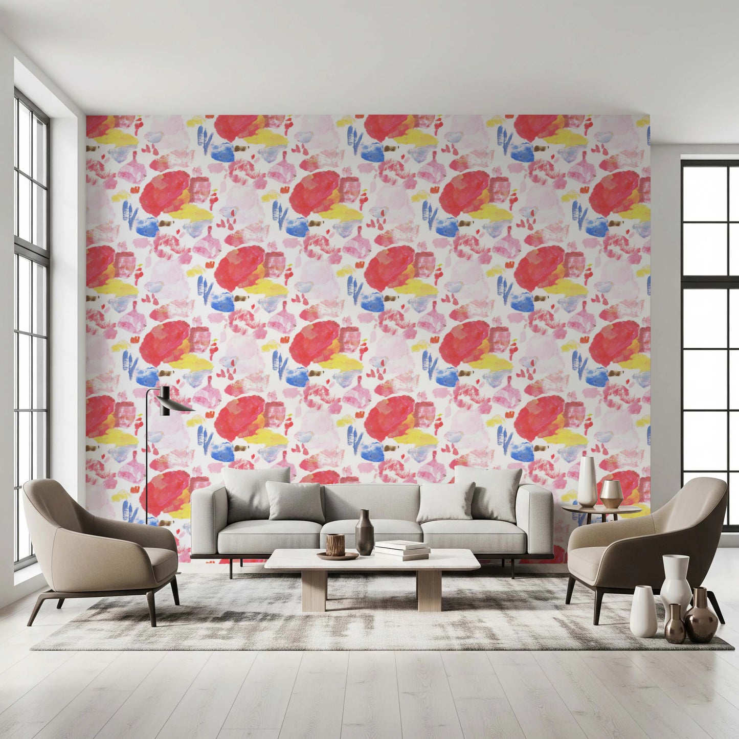 Palet af klare farverige penselstrøgstapet