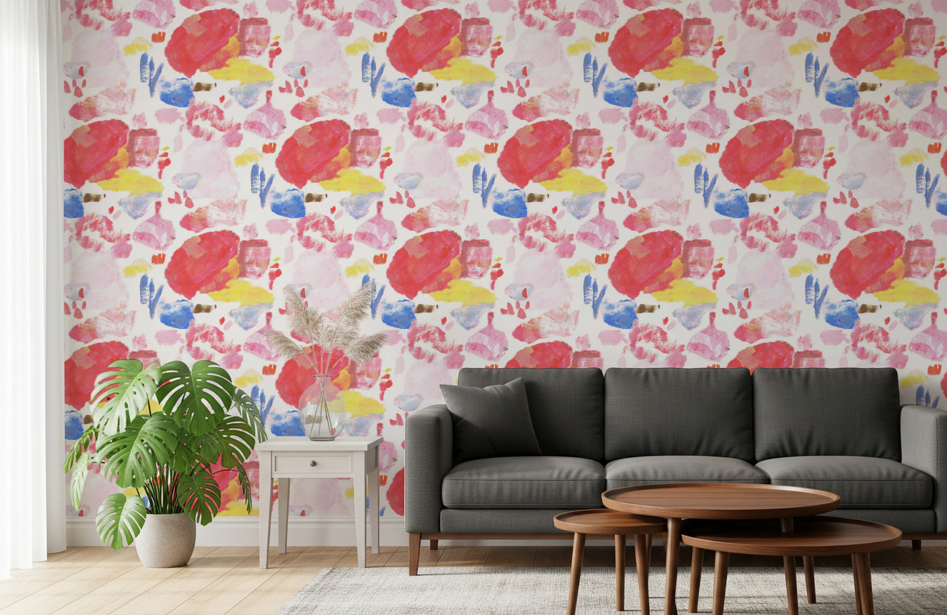 Palet af klare farverige penselstrøgstapet