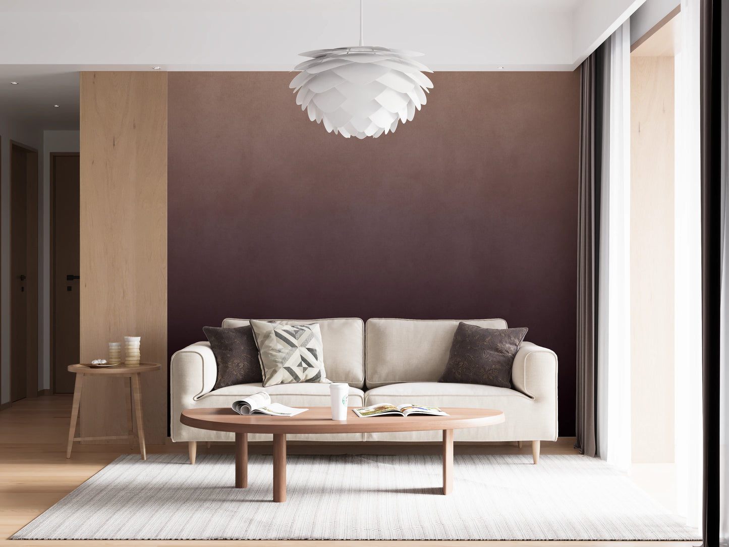 Beskidt papir - Ombre blomme vægmaleri