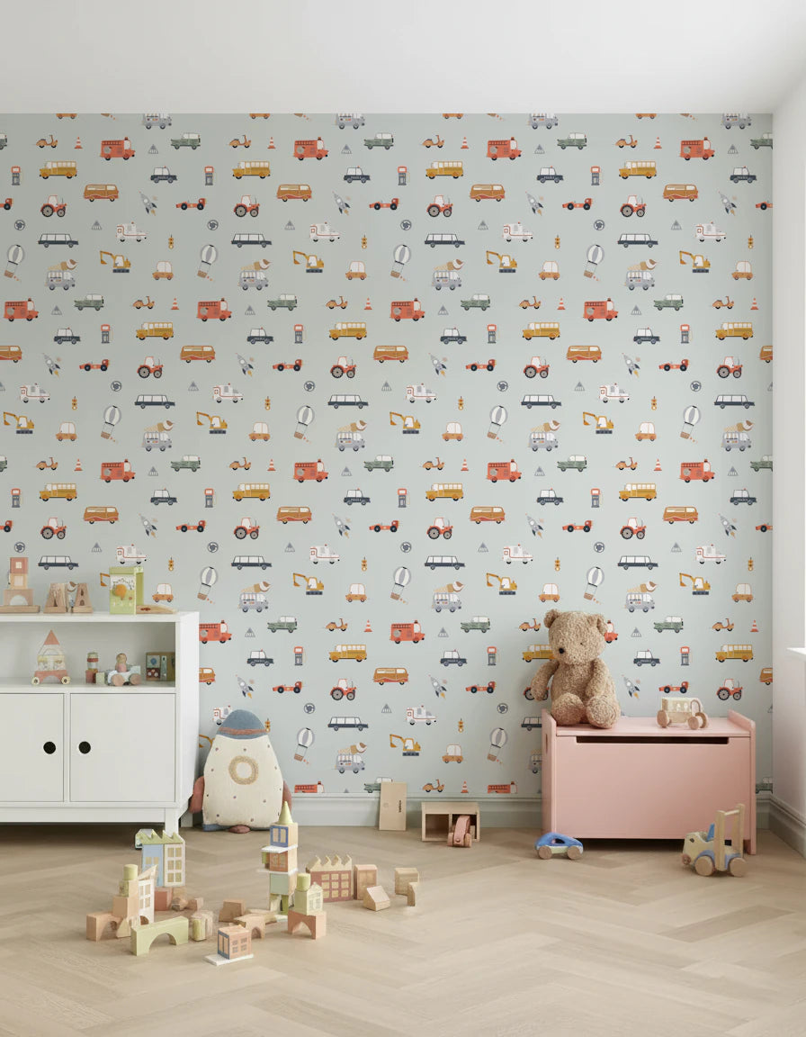 Little Transports in blue Wallpaper⁠