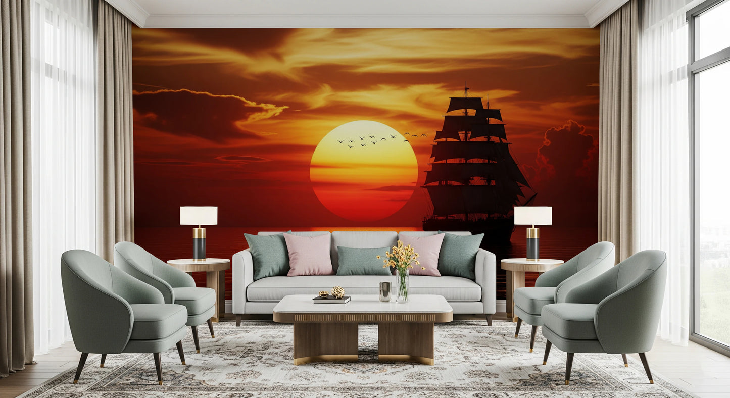 Wandbild „Sonnenuntergangssegel“