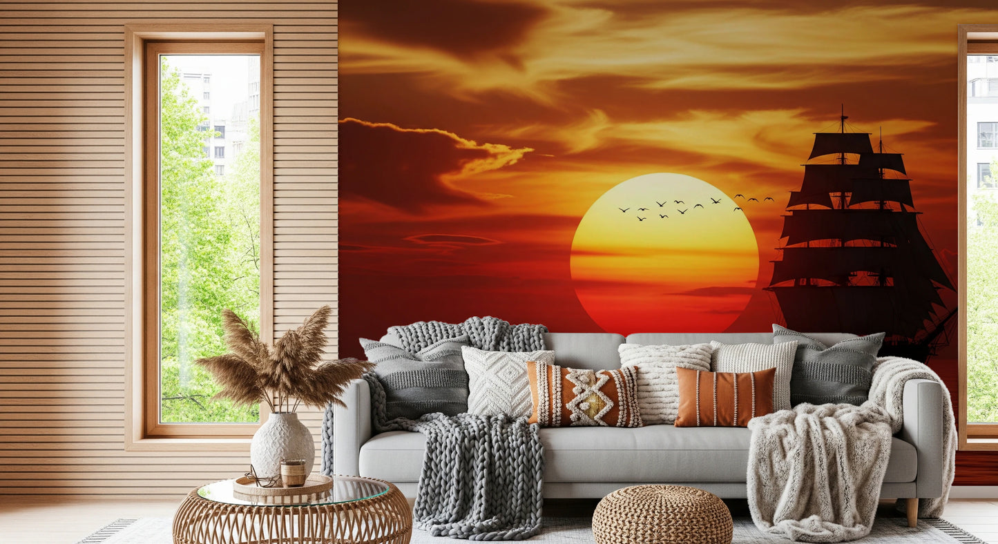 Wandbild „Sonnenuntergangssegel“