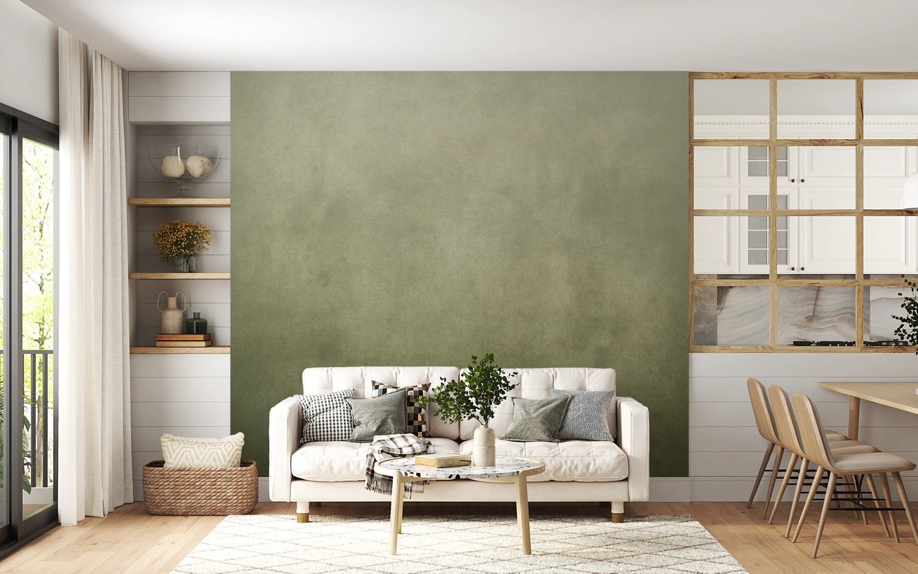 Papier sale - Fresque murale Ombre Olive