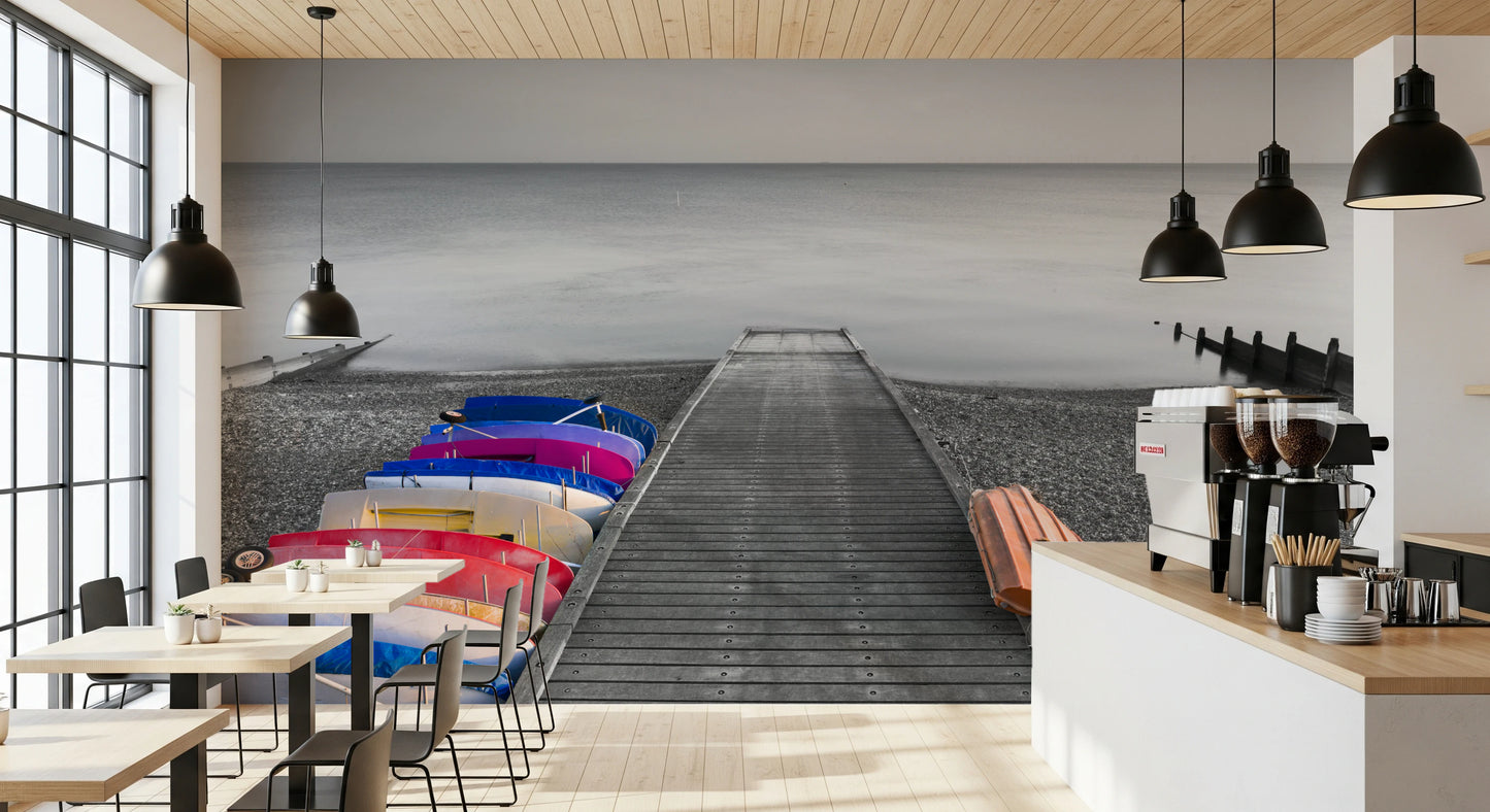 Fototapet cu caiace pe dig