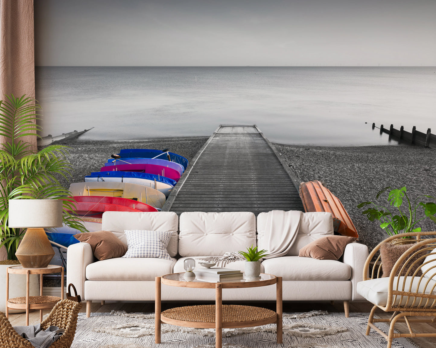 Fototapet cu caiace pe dig