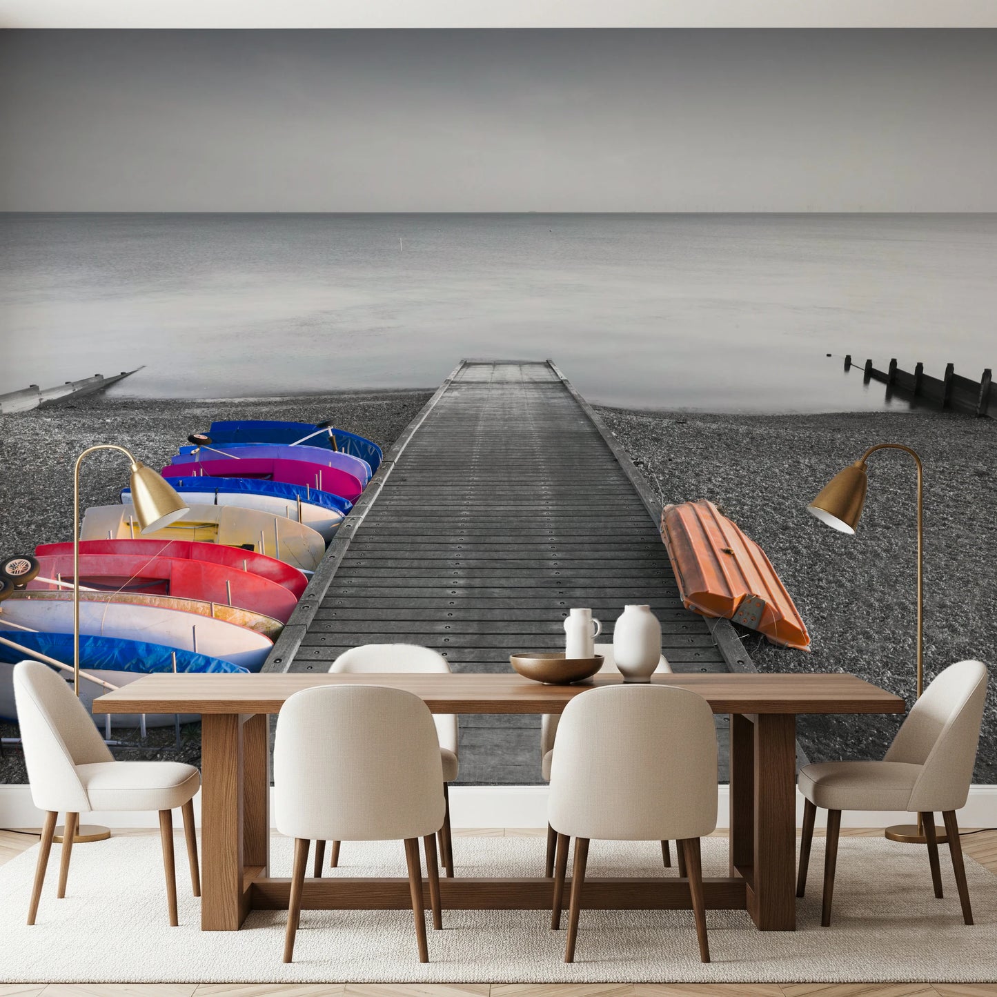 Fototapet cu caiace pe dig