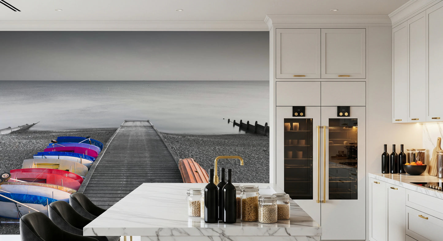 Fototapet cu caiace pe dig