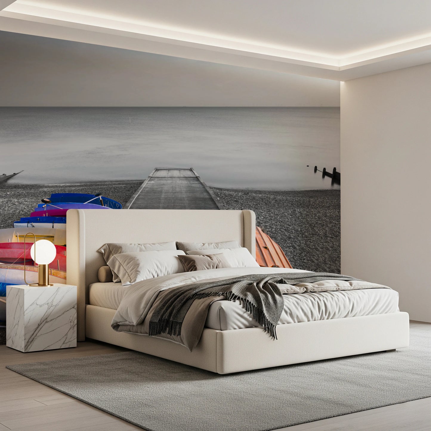 Fototapet cu caiace pe dig