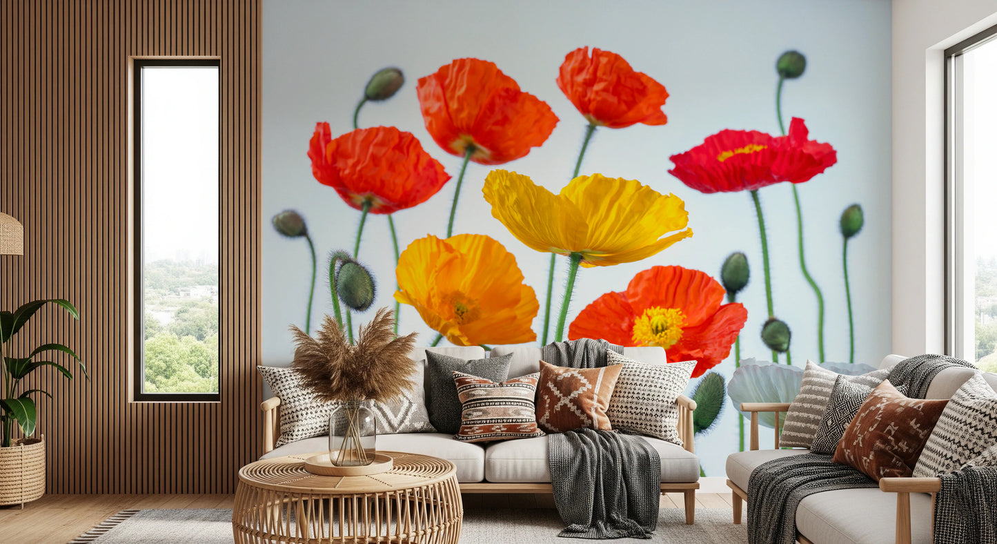 Poppy Field Burst Wall Mural