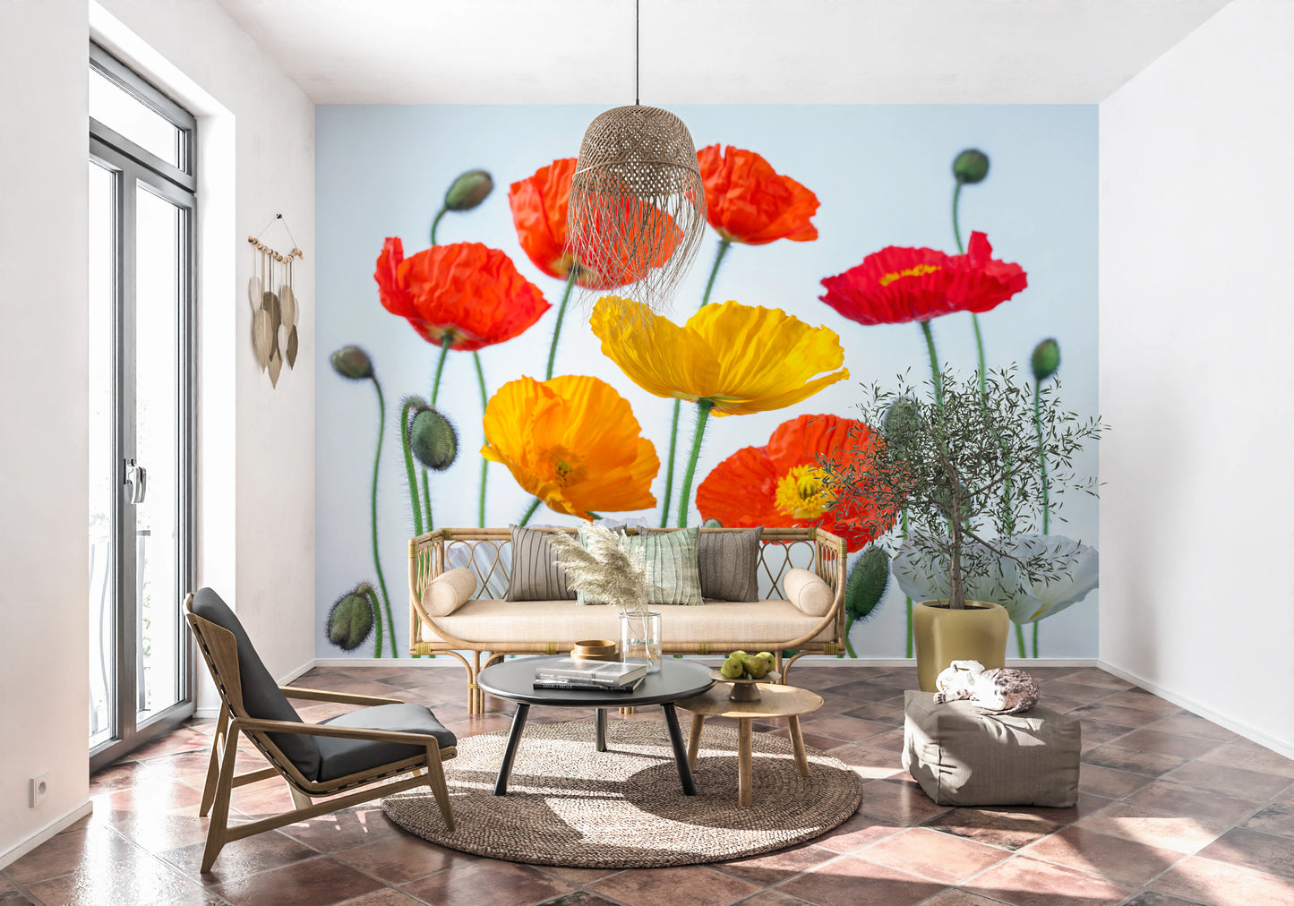 Poppy Field Burst Wall Mural