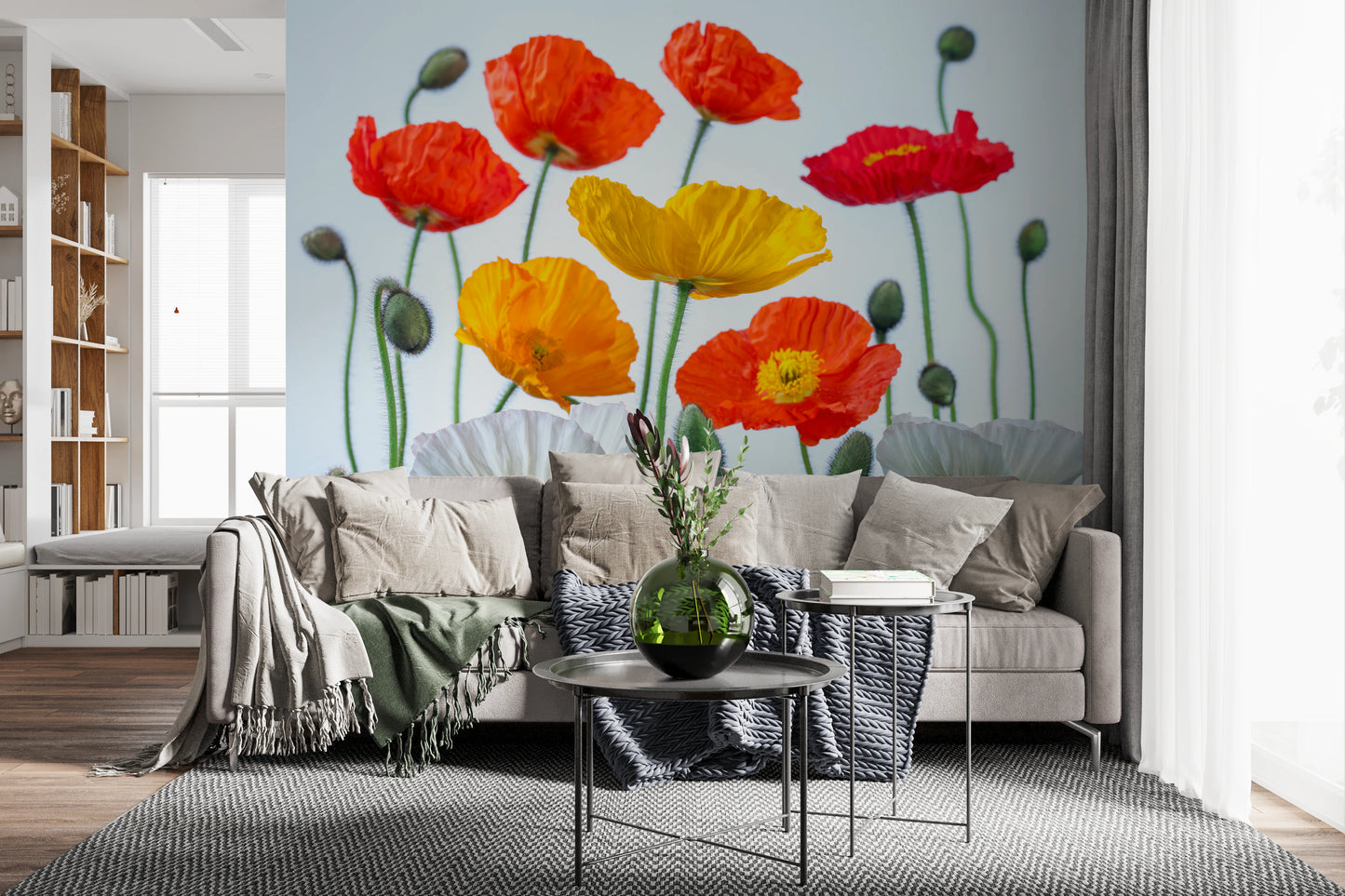 Poppy Field Burst Wall Mural