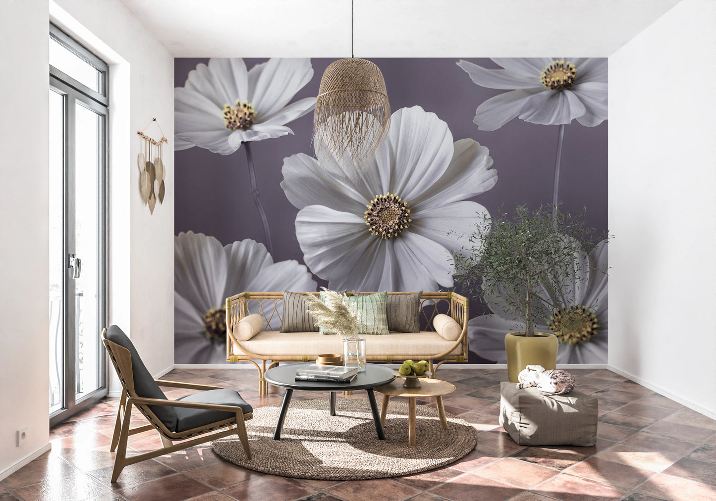 Cosmos Flowers Wall Mural