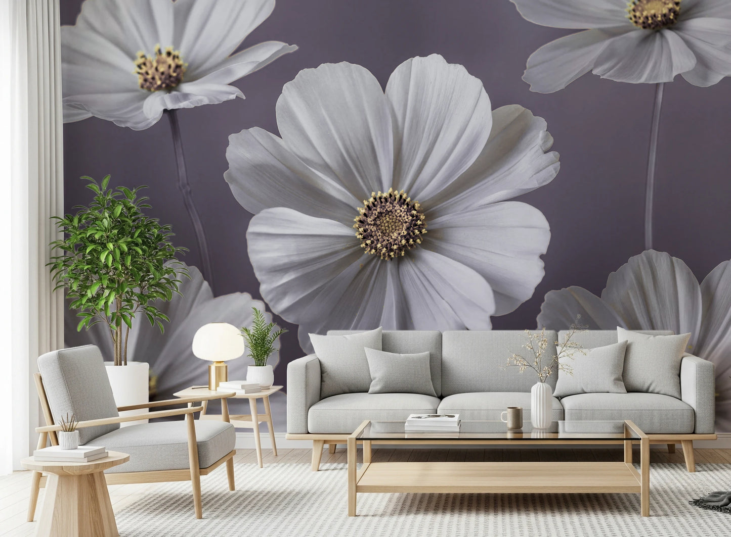 Cosmos Flowers Wall Mural