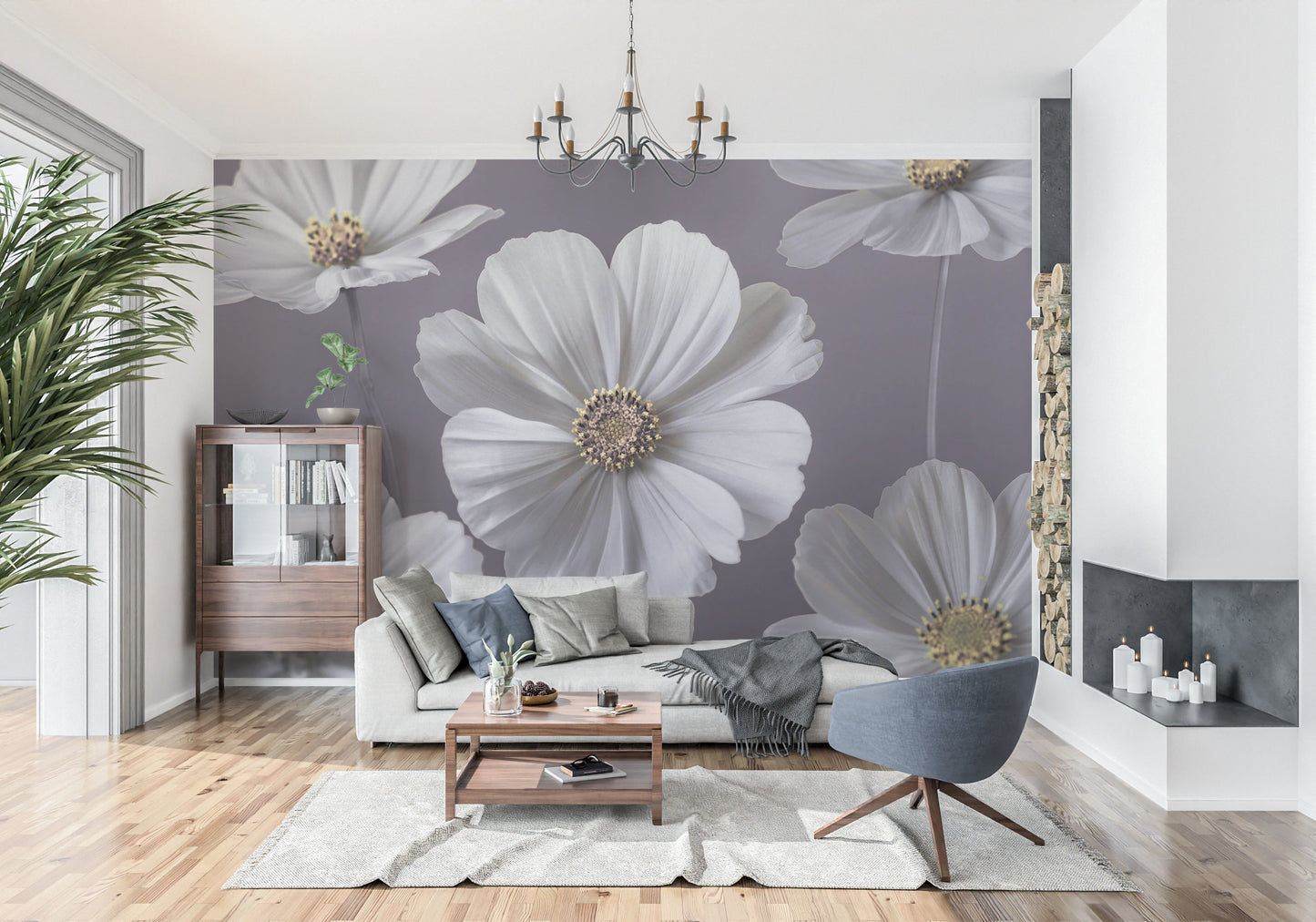 Cosmos Flowers Wall Mural