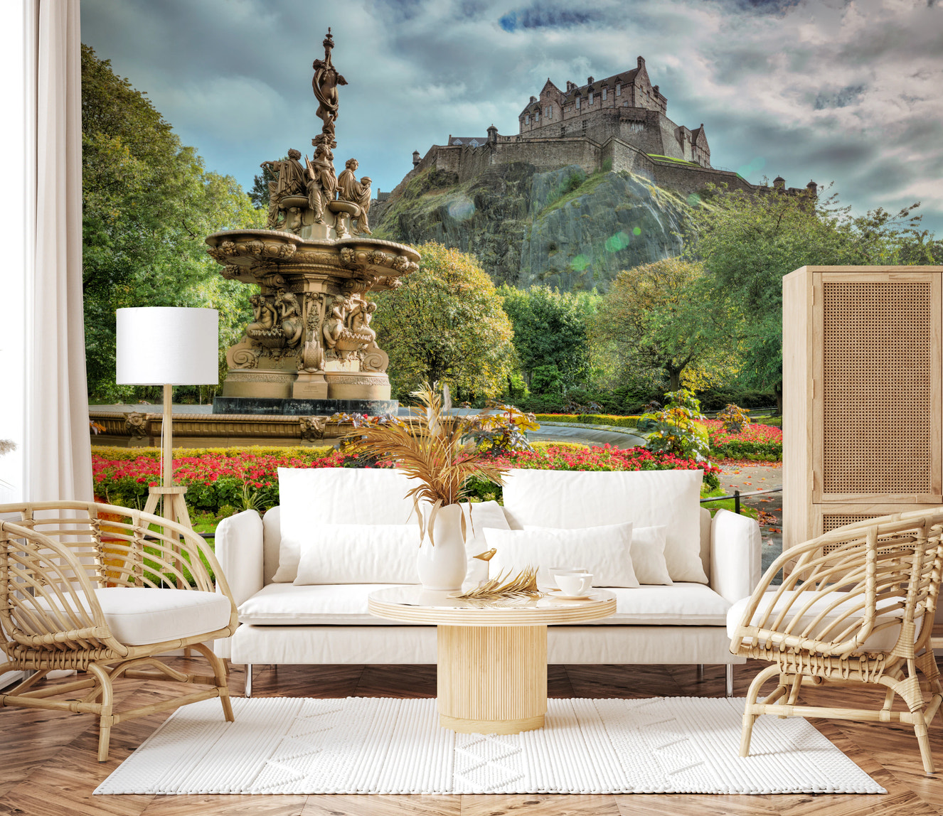 Mural de pared con vista al castillo de Edimburgo
