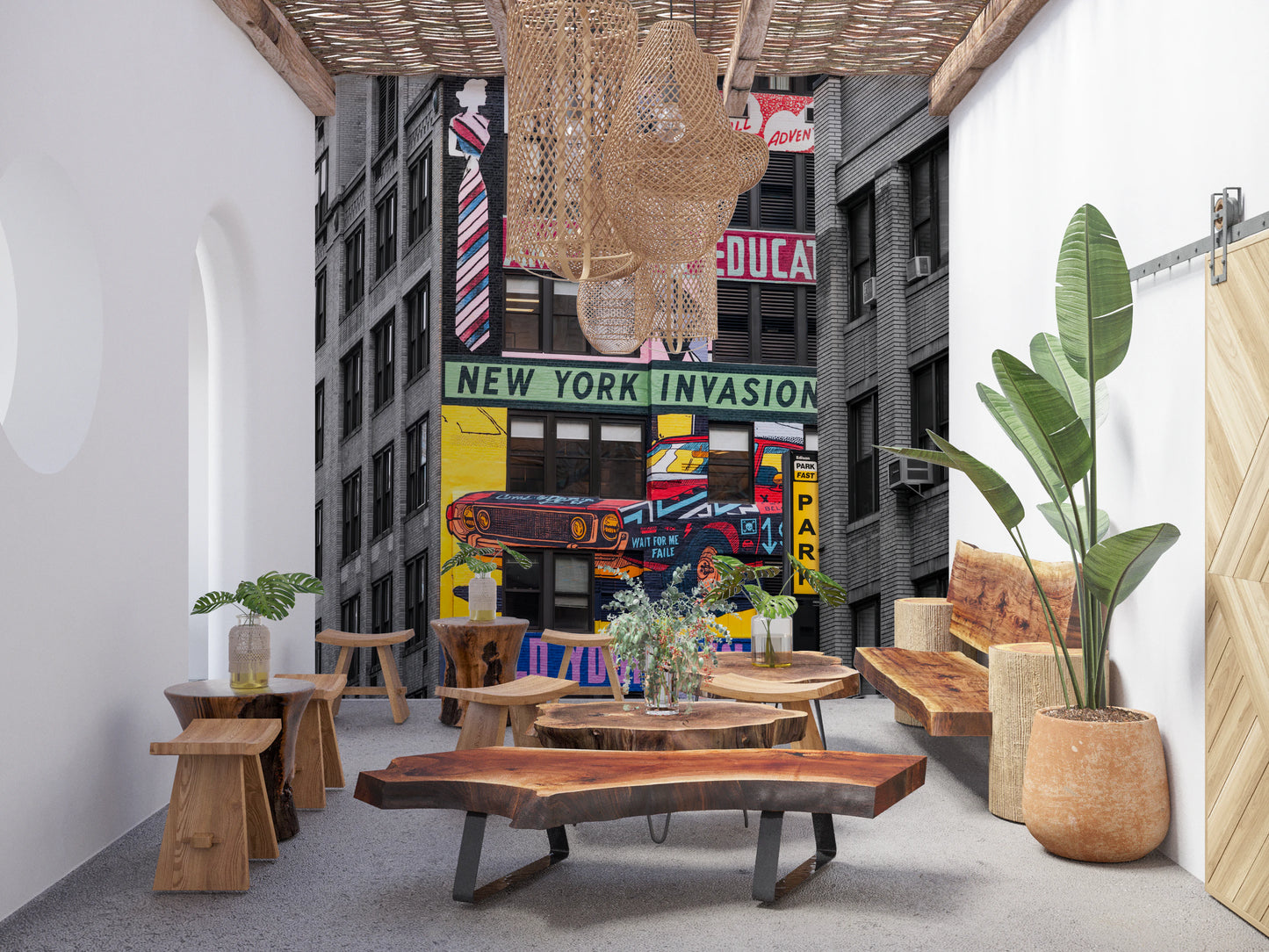 Fresque murale d'invasion d'art urbain