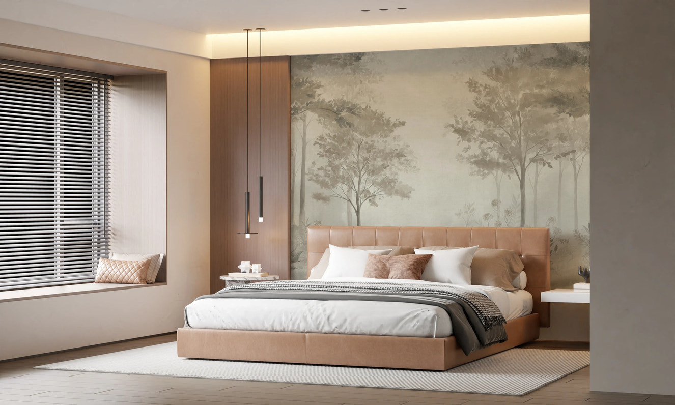 Scandinavian forest – Dusty Green Wall Mural