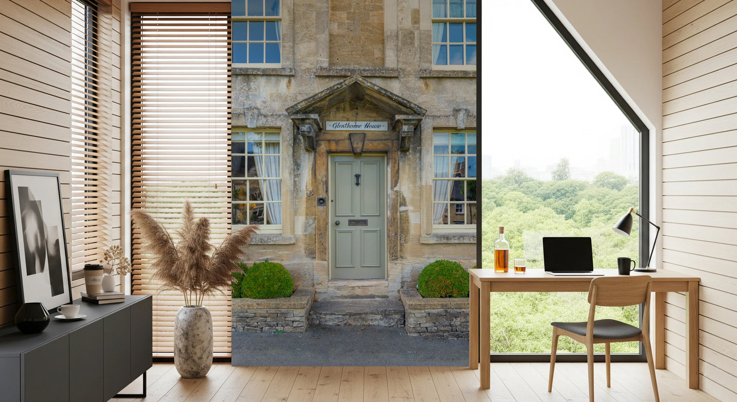 歴史的な石造りの家の壁画